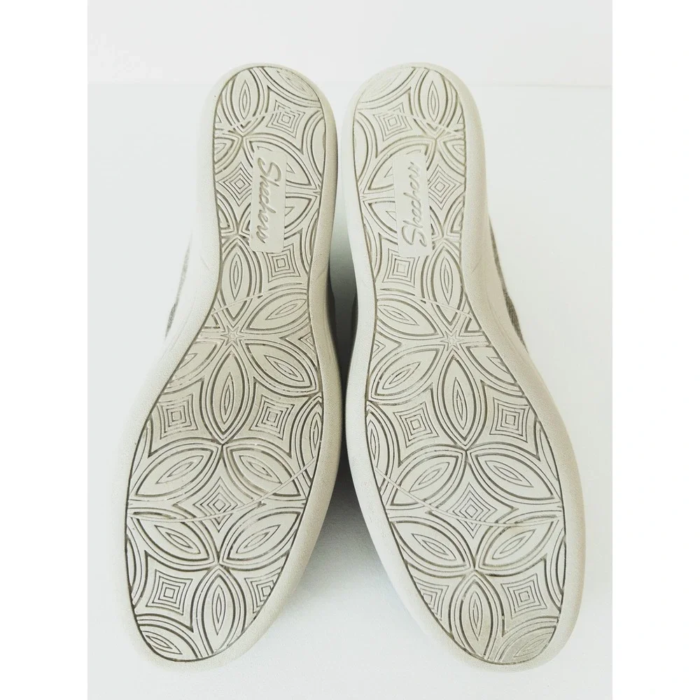 Skechers Slip‎ On Wedge Sneaker Womens 10 Taupe Knit Air-Cooled Memory Foam
